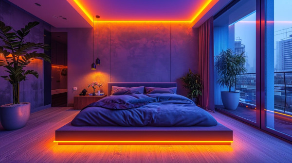 Chambre-led-coloré-plafond-tour-de-lit